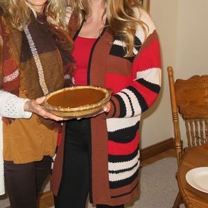 Express red striped cardigan sweater size small